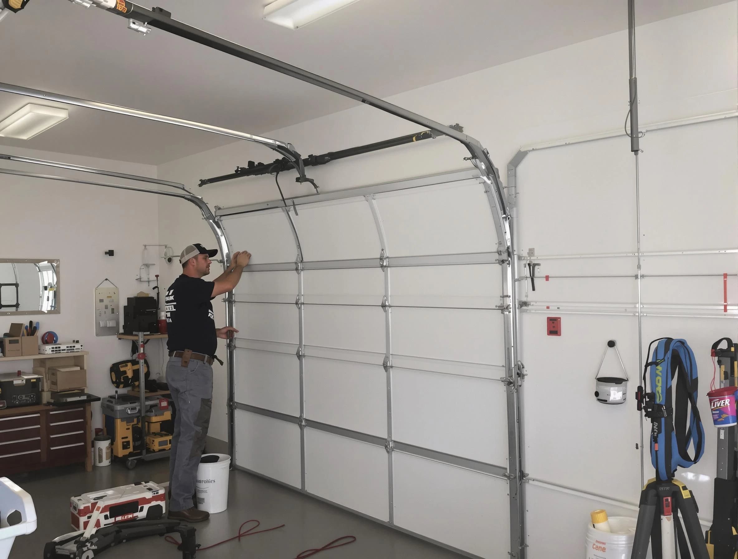 Martinsville Garage Door Repair team installing new garage door in Martinsville